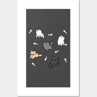 Fancy kittens and fish pattern Posters and Art